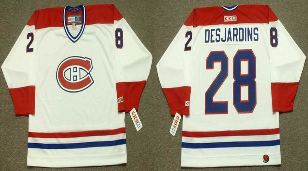 2019 Men Montreal Canadiens #28 Desjardins White CCM NHL jerseys